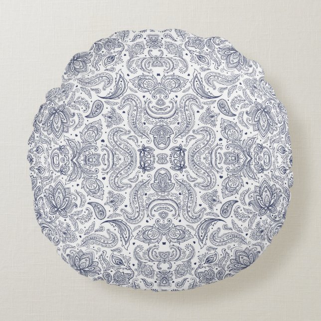 Cute classical flowers patterns round cushion (Front)