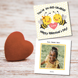 Cute Classroom Bee Photo Valentine's Day Holiday Card