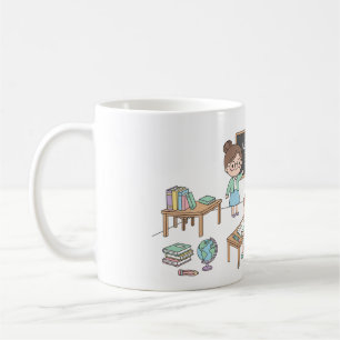 Cute Classroom Cartoon – Flat Design PNG Coffee Mug