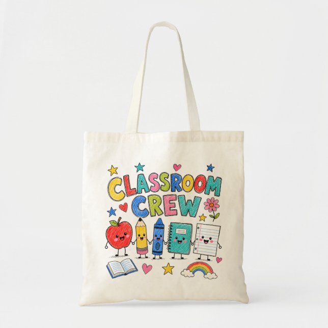 Cute Classroom Crew Teacher Classroom Decor Tote Bag (Front)