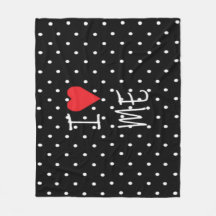 Cute Classy Black White Polka Dot Red Heart Love