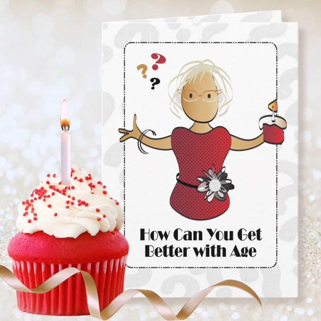 Cute Classy Funny Female Cartoon Ethnic Birthday Card (Creator Uploaded)