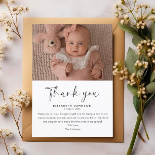 Cute & Classy Script Baby Shower Thank You Photo