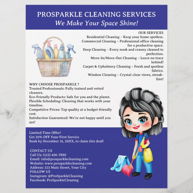 Cute Cleaning Company  Flyer (Front)