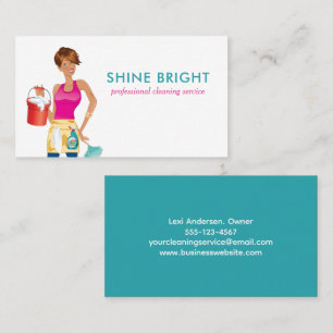 Cute Cleaning Maid House Clean Service Business Card