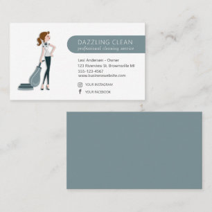 Cute Cleaning Maid House Clean Service Business Card