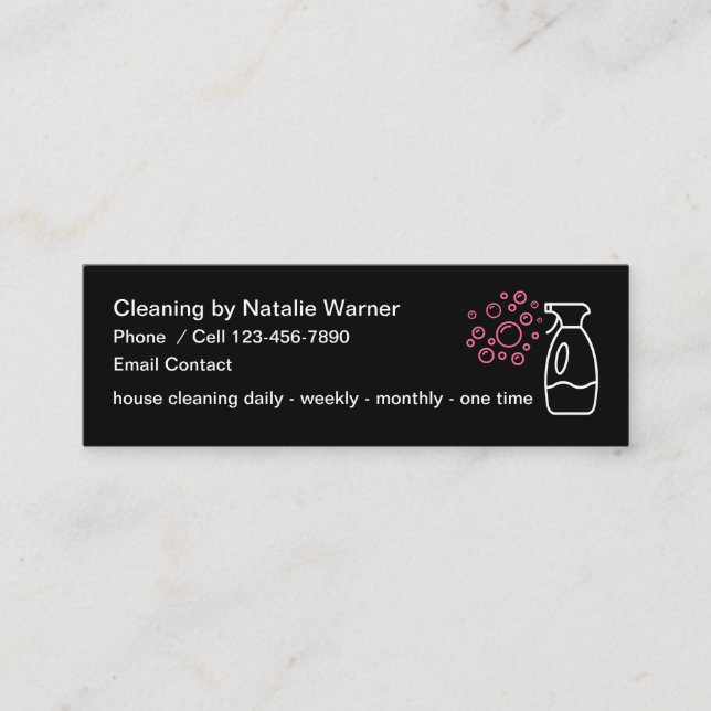 Cute Cleaning Service Simple Design Mini Business Card (Front)