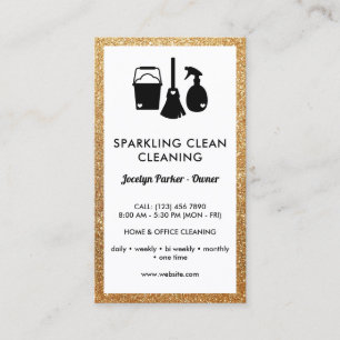Cute Cleaning Supplies Faux Gold Glitter Cleaner Business Card
