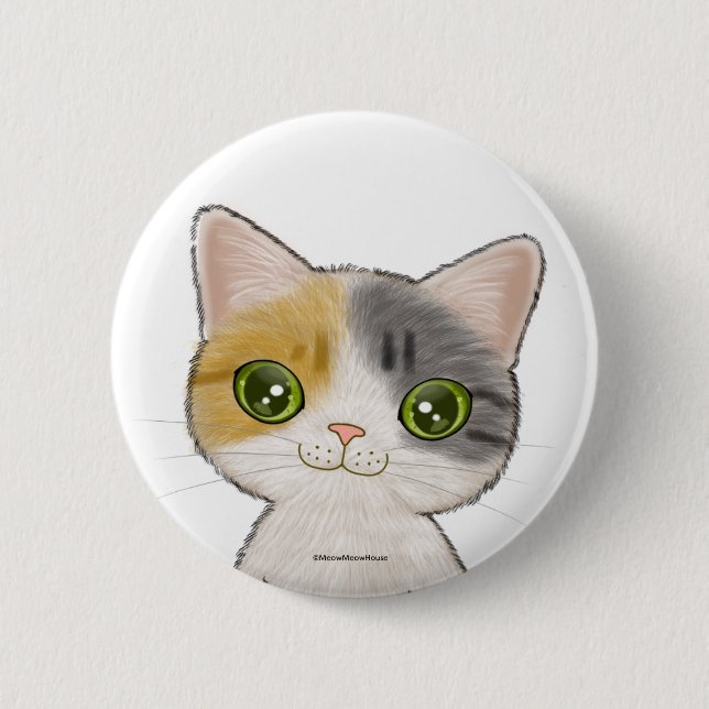 Cute Clico Cat 6 Cm Round Badge (Front)