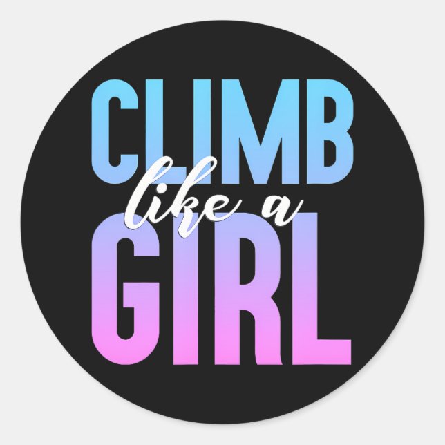 Cute Climbing Girl Rock Climbing party Classic Round Sticker (Front)