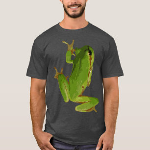 Cute Climbing Green Tree Frog Vector Art T-Shirt