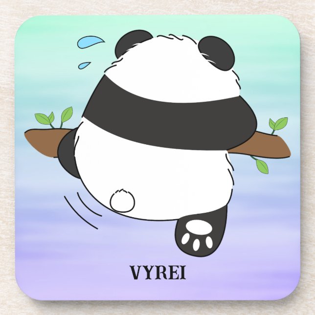Cute Climbing Panda Double Side Front Back Coaster (Front)