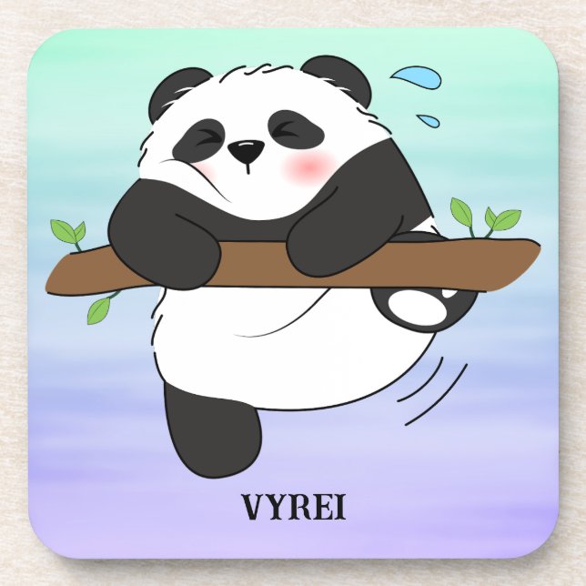 Cute Climbing Panda Double Side Front Back Coaster (Front)