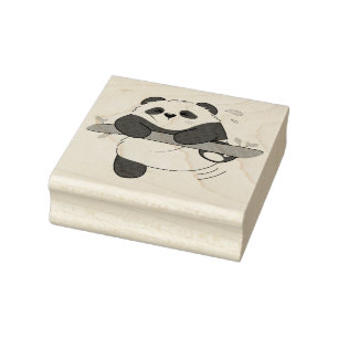 Cute Climbing Panda Double Side Front Back Rubber Stamp