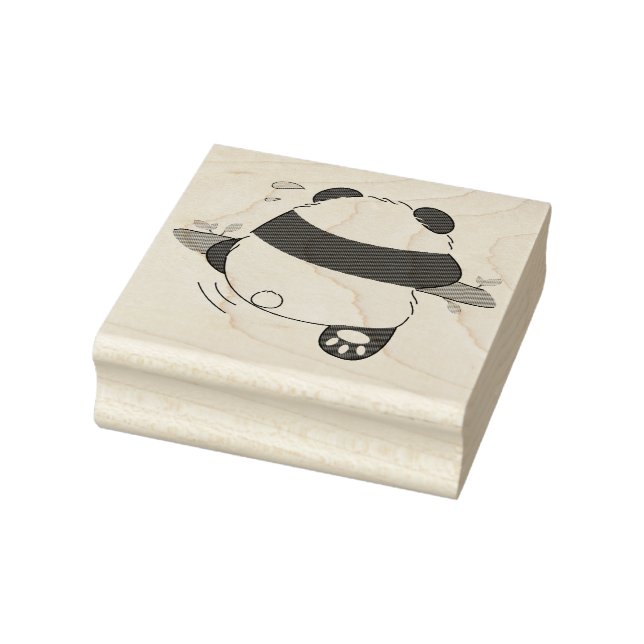 Cute Climbing Panda Double Side Front Back Rubber Stamp (Stamp)