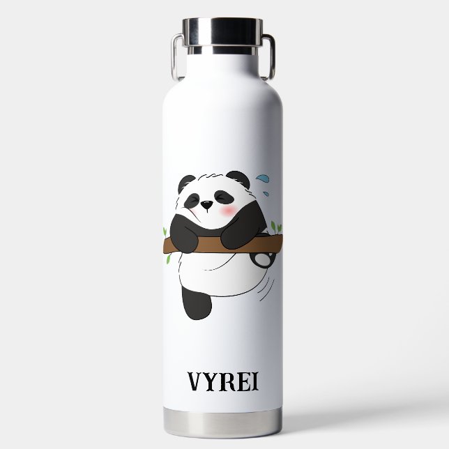Cute Climbing Panda Double Side Front Back Water Bottle (Front)