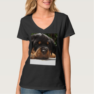 Cute Close Up Of A Sleepy Rottweiler Puppy T-Shirt