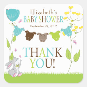 Cute Clotheslines Baby Boy Baby Shower Sticker