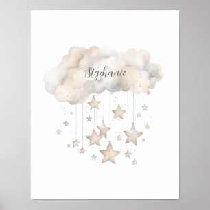 Cute Cloud and Stars Poster Print
