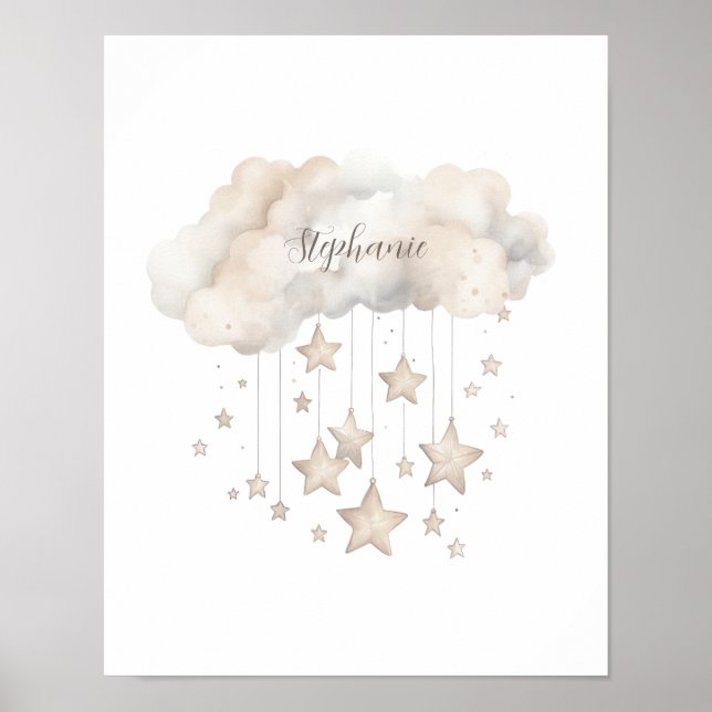 Cute Cloud and Stars Poster Print (Front)