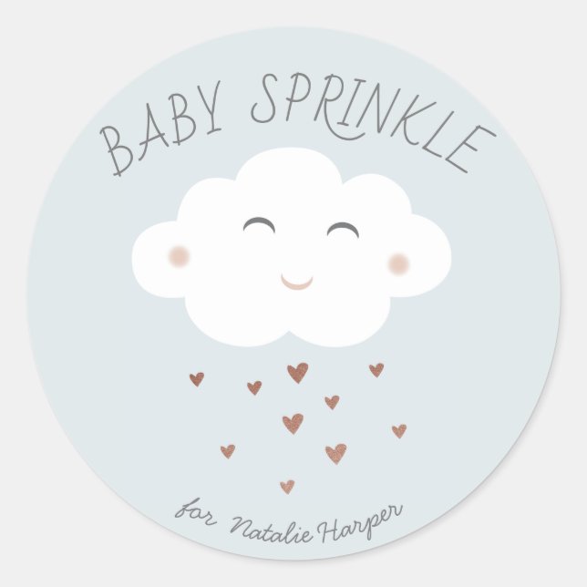Cute cloud baby shower classic round sticker (Front)