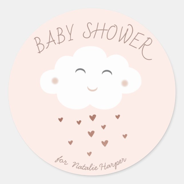 Cute cloud baby shower classic round sticker (Front)