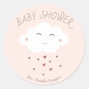 Cute cloud baby shower classic round sticker