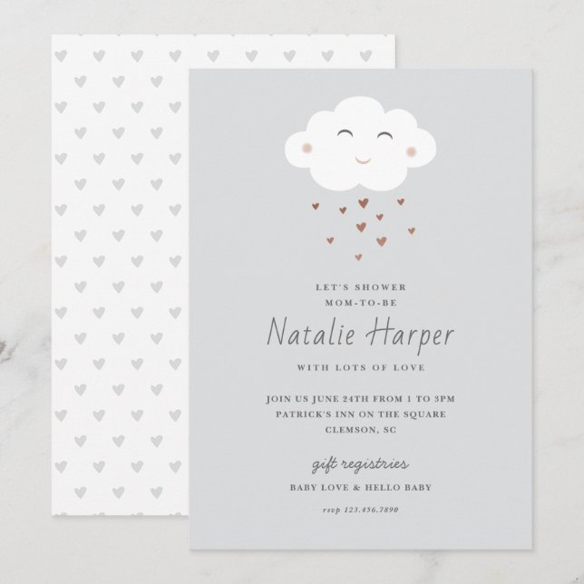 Cute Cloud Baby Shower Invitation (Front/Back)