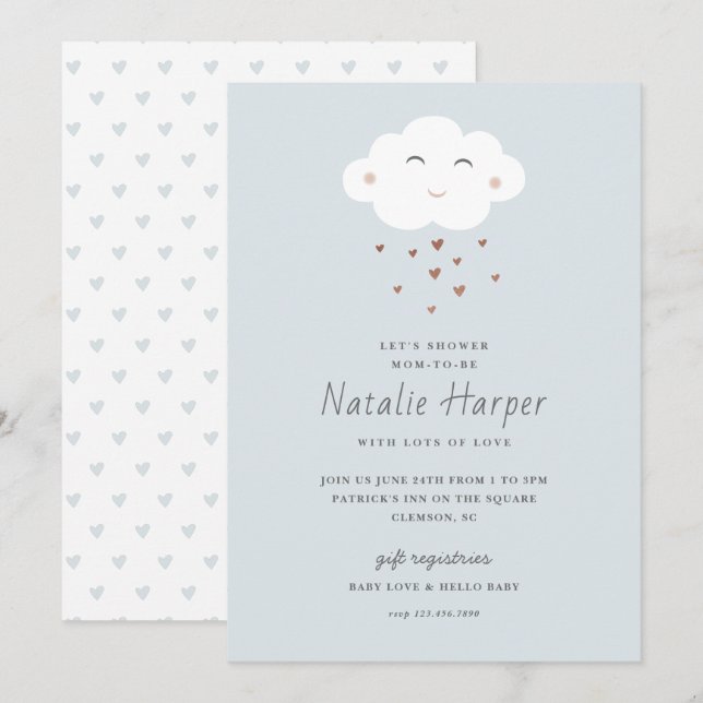 Cute Cloud Baby Shower Invitation (Front/Back)