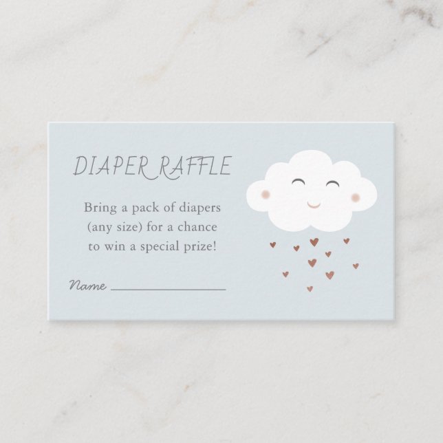 Cute Cloud Baby Shower Sprinkle Diaper Raffle Enclosure Card (Front)