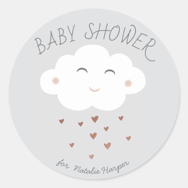 Cute cloud baby shower sticker (Front)