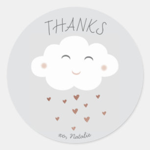 Cute cloud baby shower thank you sticker