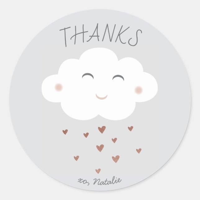 Cute cloud baby shower thank you sticker (Front)