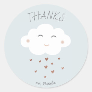 Cute cloud baby shower thank you sticker