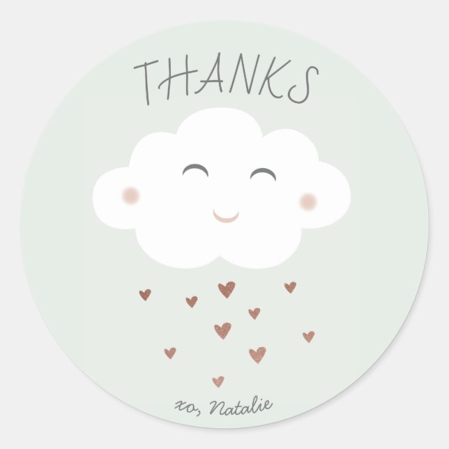 Cute cloud baby shower thank you sticker (Front)