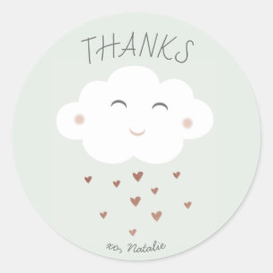 Cute cloud baby shower thank you sticker