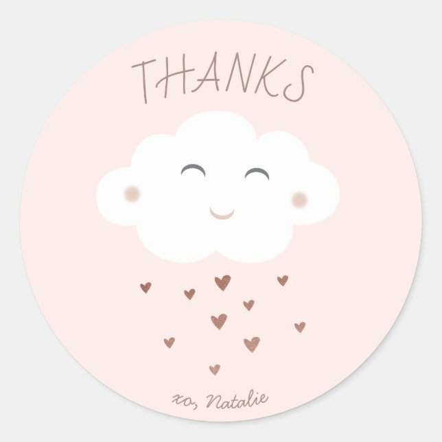 Cute cloud baby shower thank you sticker (Front)