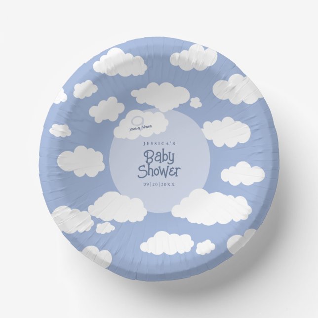 Cute Cloud Nine 9 Baby Shower Whimsical Party Paper Plate (Front)