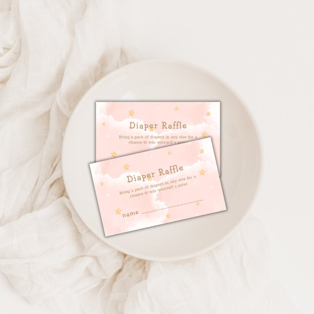 Cute Cloud Nine Stars Diaper Raffle Baby Shower  Enclosure Card (Cute Cloud Nine Stars Diaper Raffle Baby Shower Enclosure Card)