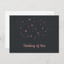 Cute Cloud of Colourful Hearts on Dark Postcard
