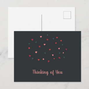 Cute Cloud of Colourful Hearts on Dark Postcard