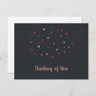 Cute Cloud of Colourful Hearts on Dark Postcard