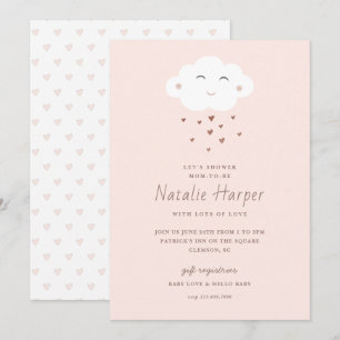 Cute Cloud Pink Baby Shower Invitation