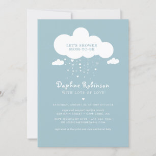 Cute Cloud Rain Hearts Baby Shower Invitation Card