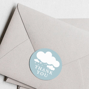 Cute Cloud Rain Hearts Baby Shower Thank You Classic Round Sticker