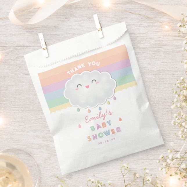 Cute Cloud Raindrops Gender Neutral Baby Shower Favour Bags (Clipped)