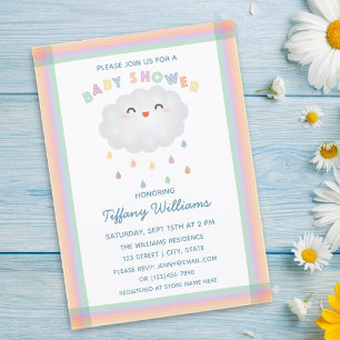 Cute Cloud Raindrops Gender Neutral Baby Shower Invitation