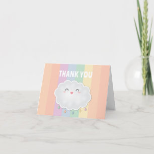 Cute Cloud Raindrops Rainbow Baby Shower Thank You Card