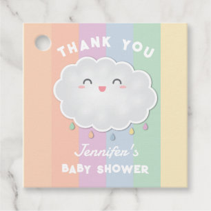 Cute Cloud Raindrops Rainbow Baby Shower Thank You Favour Tags