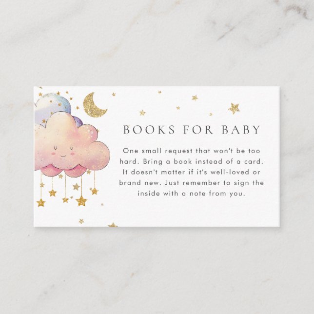 Cute Cloud Star Baby Shower Books for Baby Enclosure Card (Front)